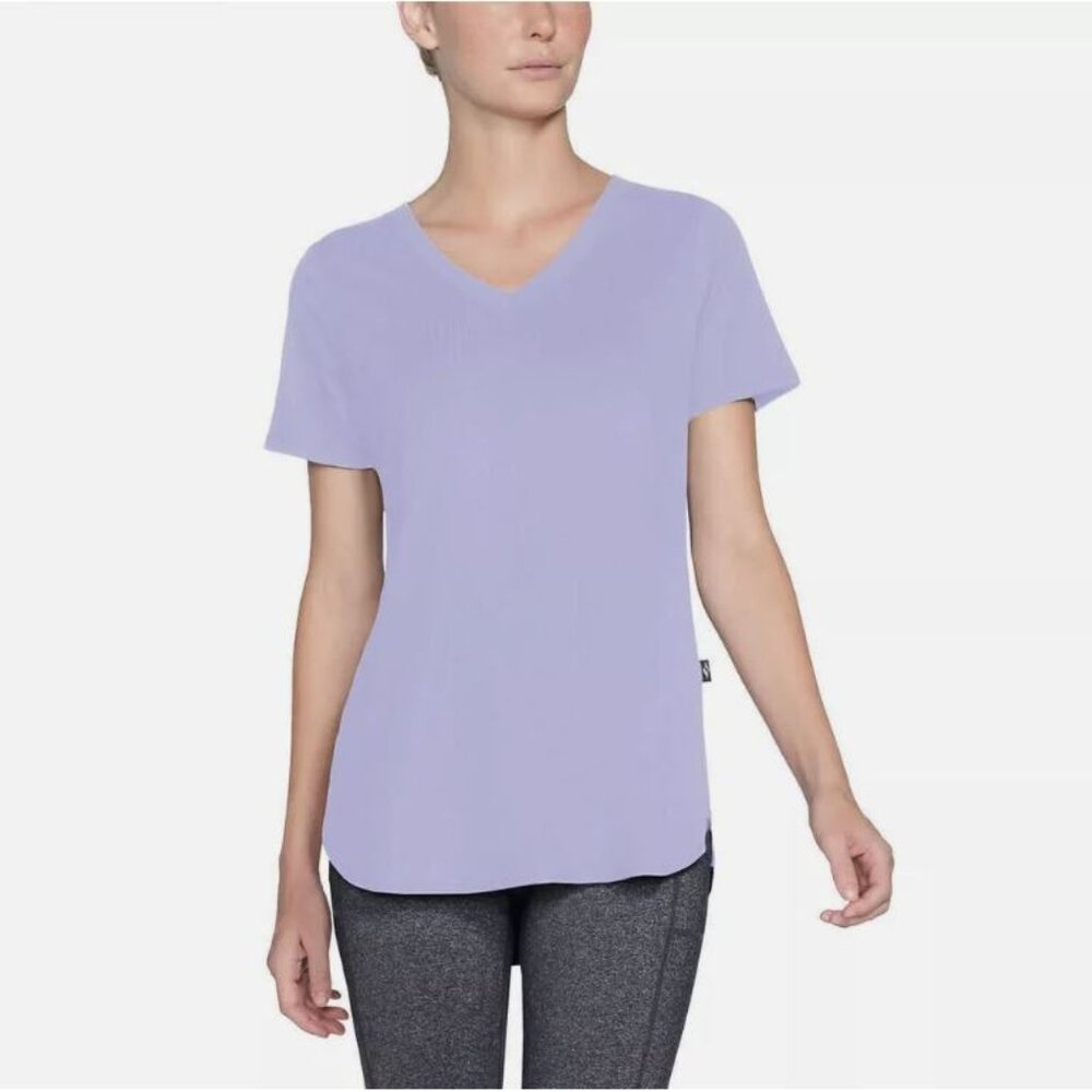 Skechers Ladies' Rib V-Neck Ribbed Tee - Lavender - L